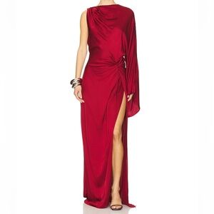 green emerald velvet dress Olava forme ribbon-detail maxi dress sage